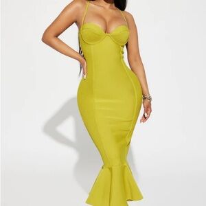 Fashion Nova Strapless Yellow Dress